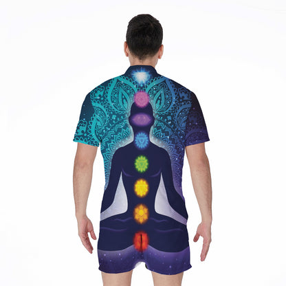 Nine Chakras Aura Print Men's Rompers