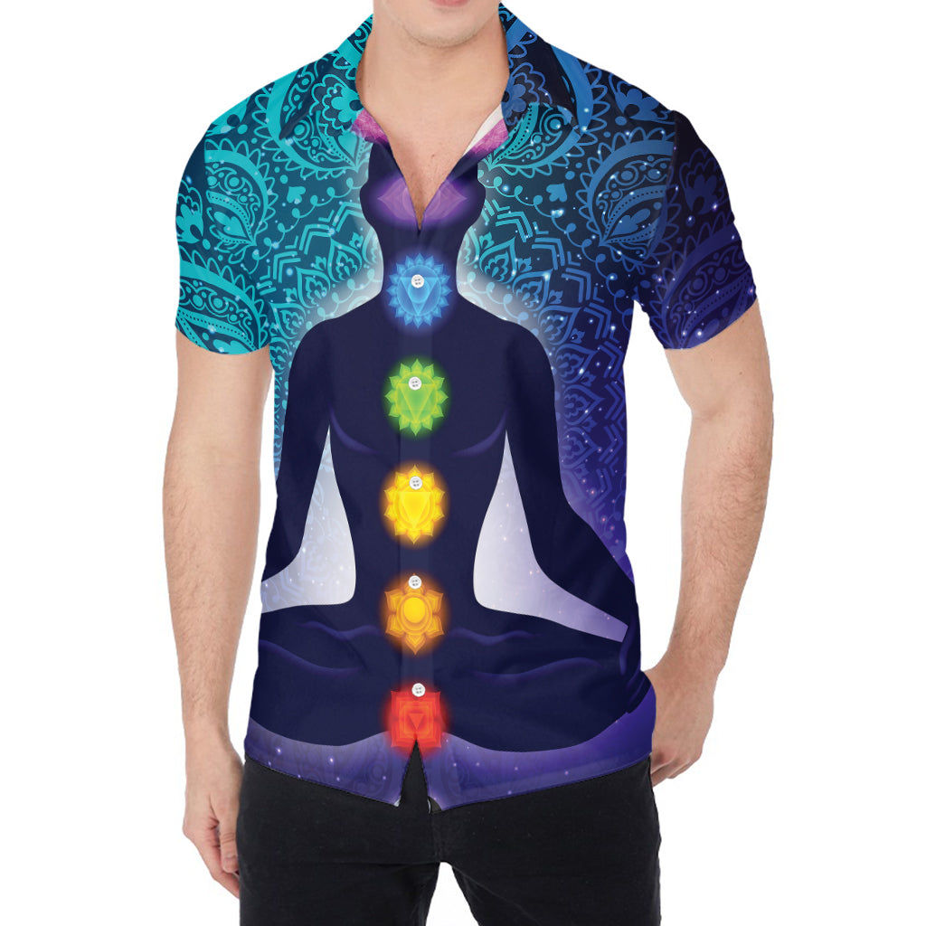 Nine Chakras Aura Print Men's Shirt