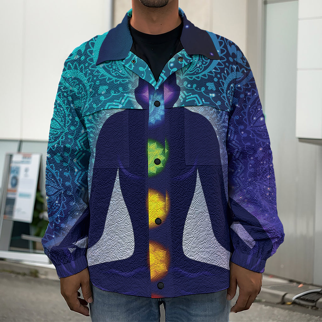 Nine Chakras Aura Print Men's Shirt Jacket