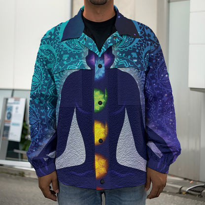 Nine Chakras Aura Print Men's Shirt Jacket