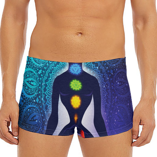 Nine Chakras Aura Print Men's Short Boxer Briefs