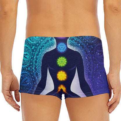 Nine Chakras Aura Print Men's Short Boxer Briefs