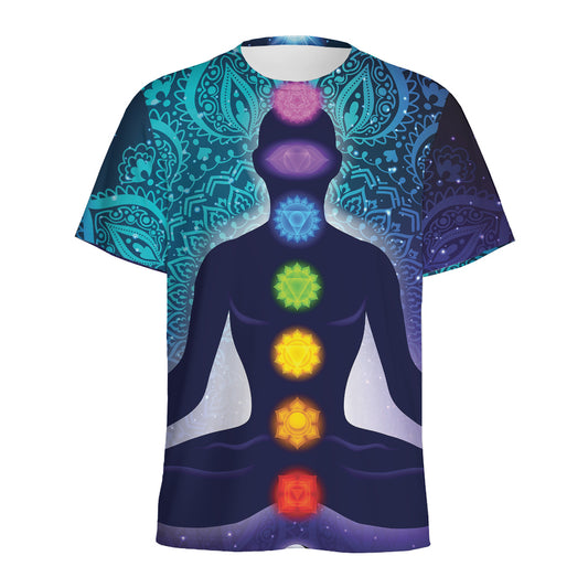 Nine Chakras Aura Print Men's Sports T-Shirt