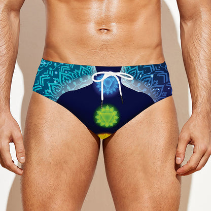 Nine Chakras Aura Print Men's Swim Briefs