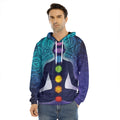 Nine Chakras Aura Print Men's Velvet Pullover Hoodie