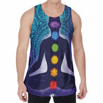 Nine Chakras Aura Print Men's Velvet Tank Top