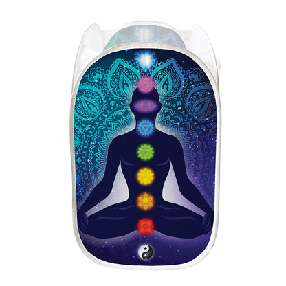 Nine Chakras Aura Print Mesh Laundry Hamper