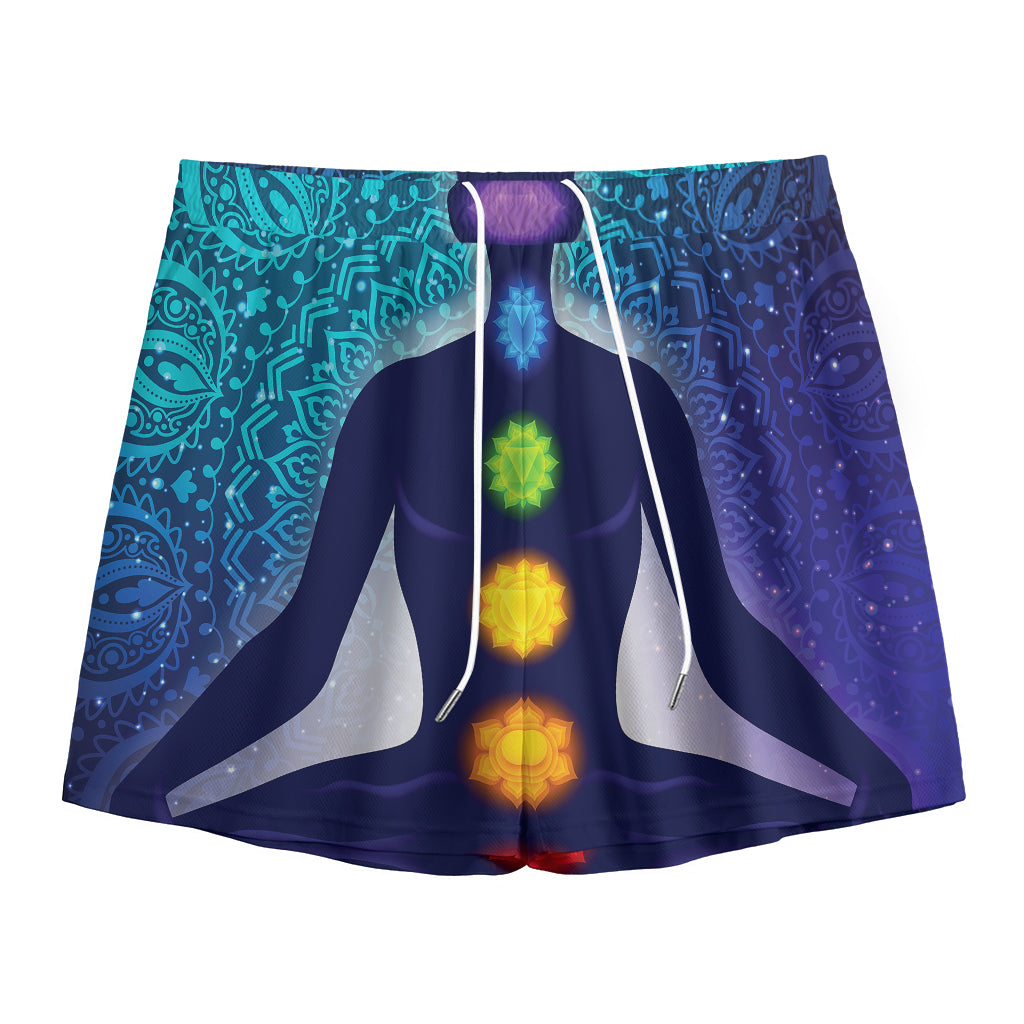 Nine Chakras Aura Print Mesh Shorts