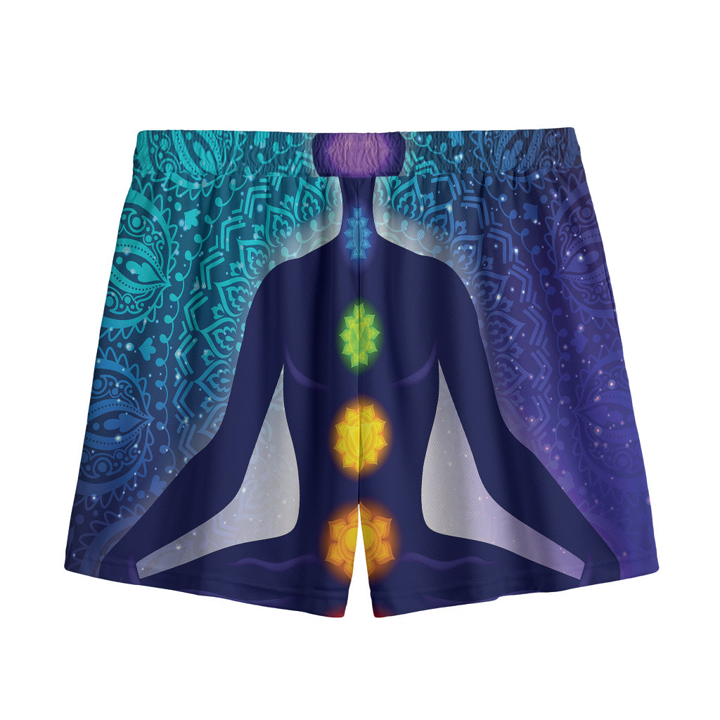 Nine Chakras Aura Print Mesh Shorts