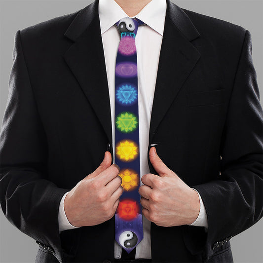 Nine Chakras Aura Print Necktie