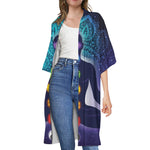 Nine Chakras Aura Print Open Front Beach Cover Up