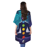 Nine Chakras Aura Print Open Front Beach Cover Up