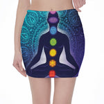 Nine Chakras Aura Print Pencil Mini Skirt