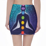 Nine Chakras Aura Print Pencil Mini Skirt