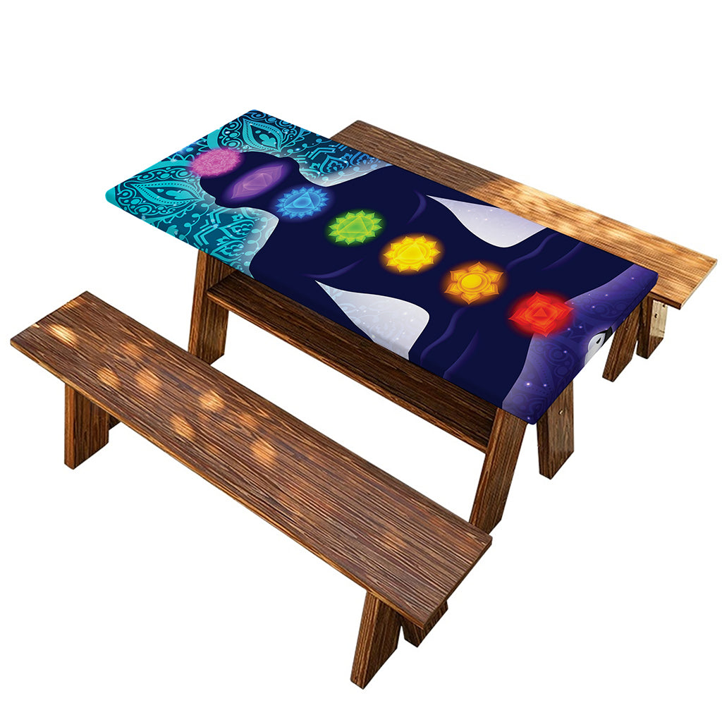 Nine Chakras Aura Print Picnic Table Cover