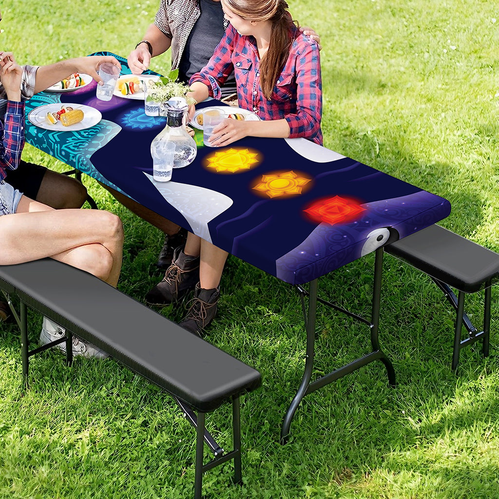 Nine Chakras Aura Print Picnic Table Cover
