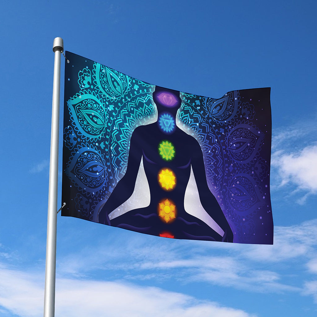 Nine Chakras Aura Print Polyester Flag