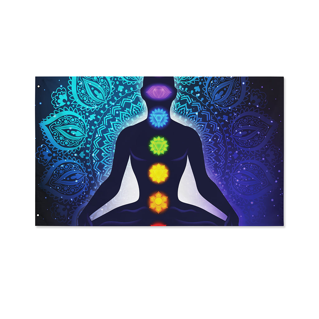 Nine Chakras Aura Print Polyester Flag
