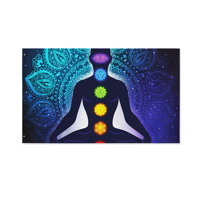 Nine Chakras Aura Print Polyester Flag