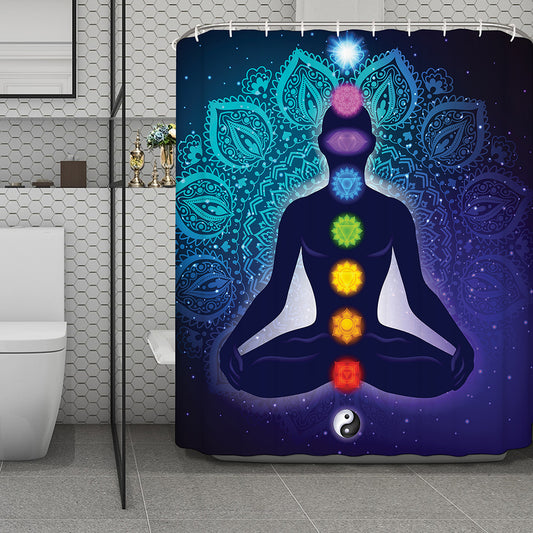 Nine Chakras Aura Print Polyester Shower Curtain