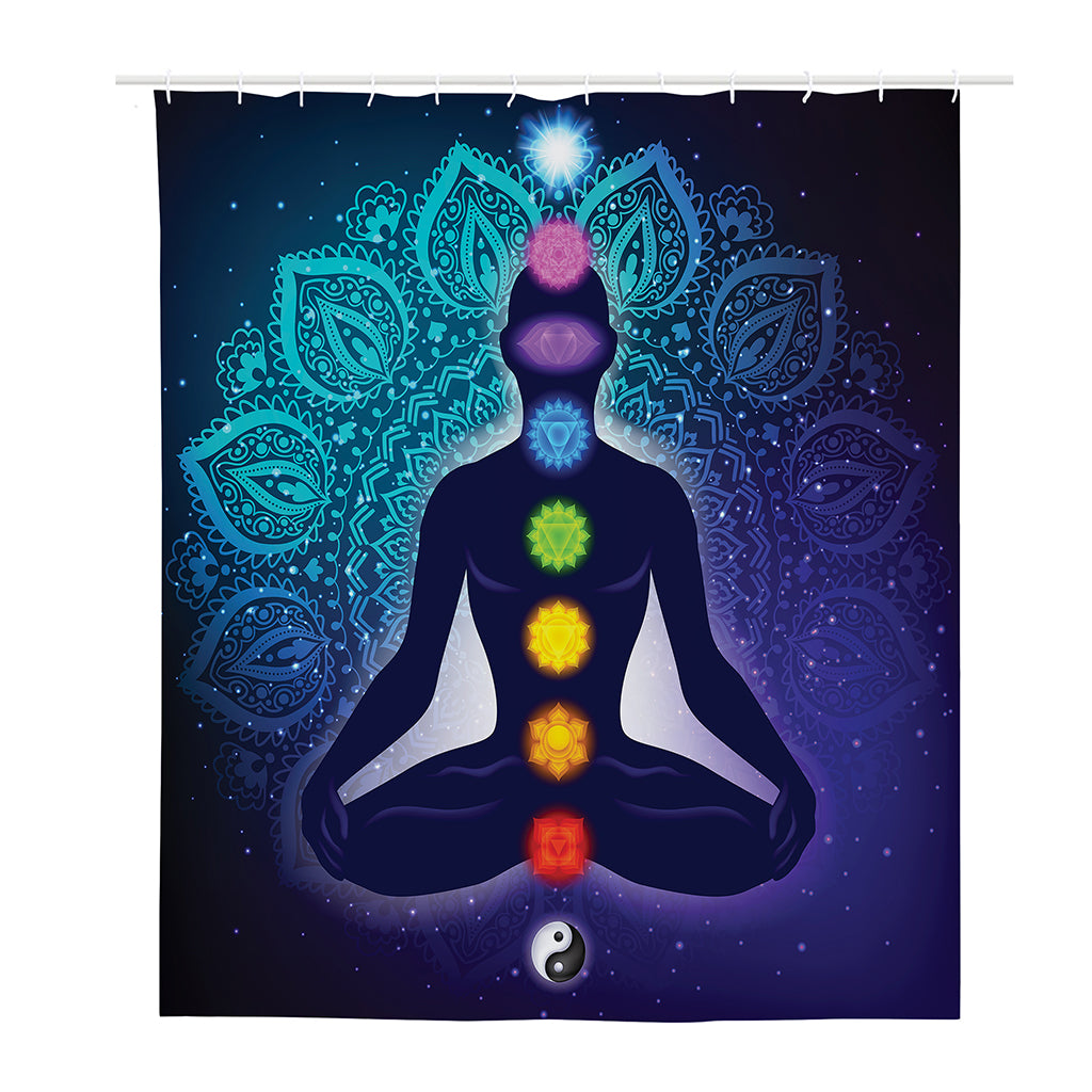 Nine Chakras Aura Print Polyester Shower Curtain