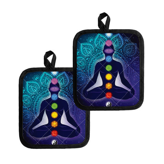 Nine Chakras Aura Print Pot Holders