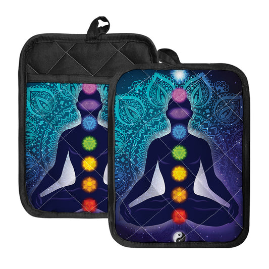Nine Chakras Aura Print Pot Holders With Pocket