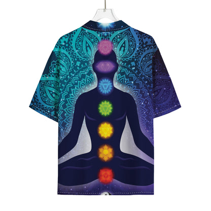 Nine Chakras Aura Print Rayon Hawaiian Shirt
