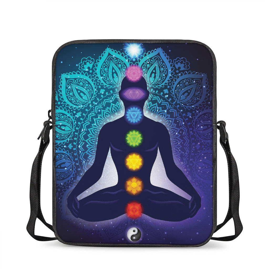 Nine Chakras Aura Print Rectangular Crossbody Bag