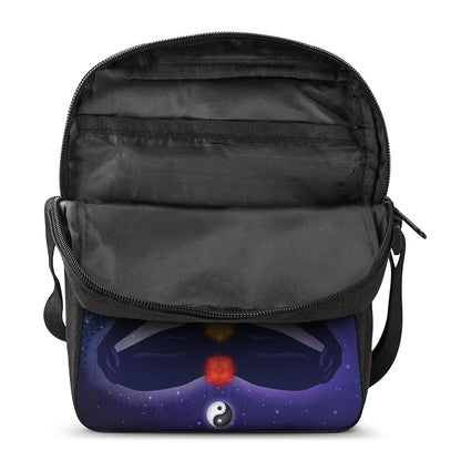 Nine Chakras Aura Print Rectangular Crossbody Bag