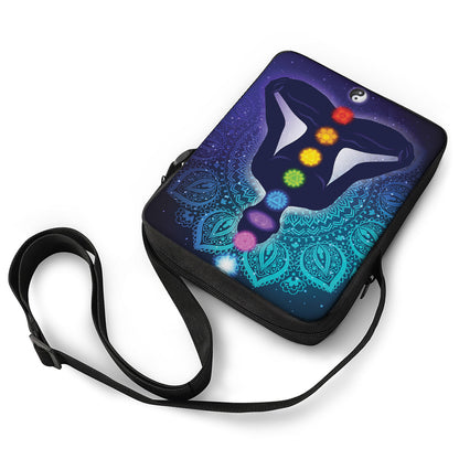 Nine Chakras Aura Print Rectangular Crossbody Bag