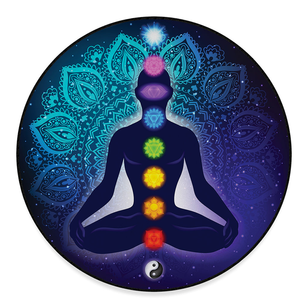 Nine Chakras Aura Print Round Floor Mat