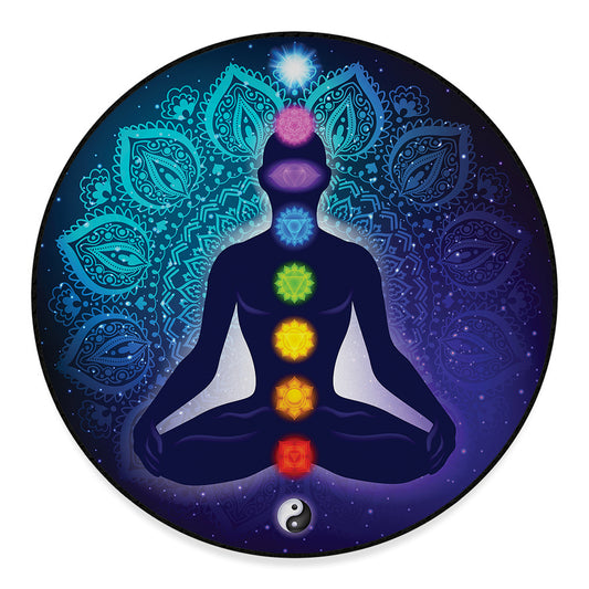 Nine Chakras Aura Print Round Floor Mat