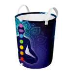 Nine Chakras Aura Print Round Laundry Basket