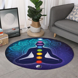 Nine Chakras Aura Print Round Rug