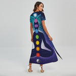 Nine Chakras Aura Print Short Sleeve Maxi Dress