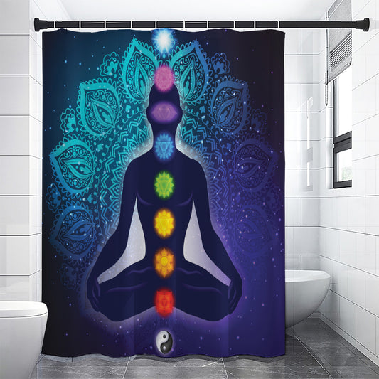 Nine Chakras Aura Print Shower Curtain
