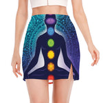 Nine Chakras Aura Print Side Slit Mini Skirt