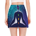 Nine Chakras Aura Print Side Slit Mini Skirt