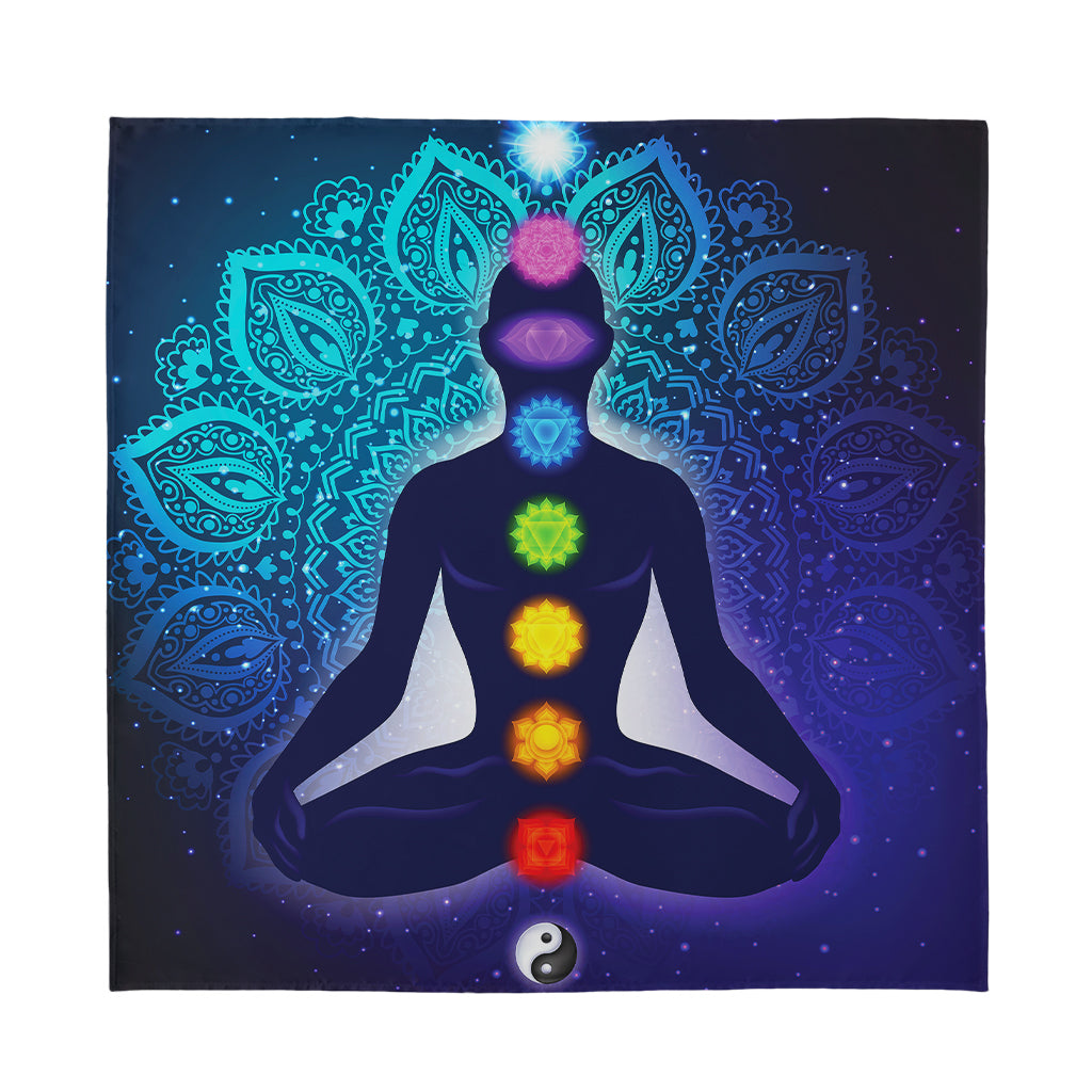 Nine Chakras Aura Print Silk Bandana