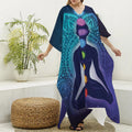 Nine Chakras Aura Print Silk V-Neck Kaftan Dress