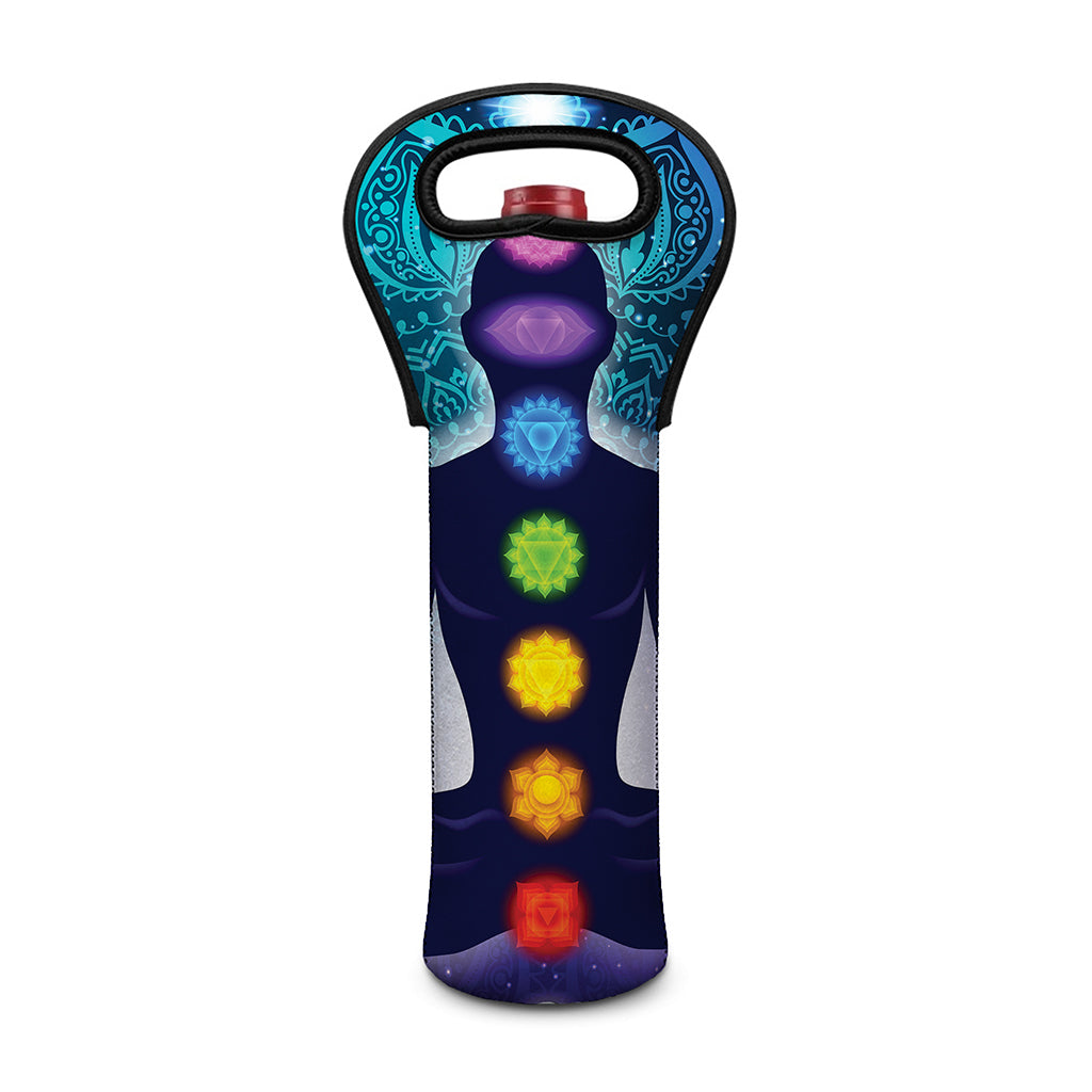 Nine Chakras Aura Print Single Neoprene Wine Tote