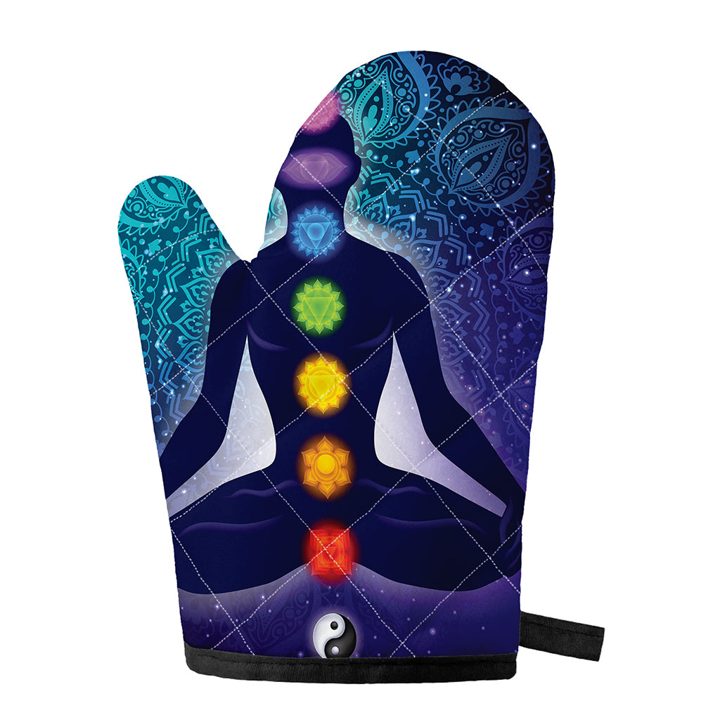 Nine Chakras Aura Print Single Oven Mitt