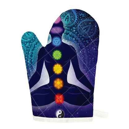 Nine Chakras Aura Print Single Oven Mitt