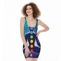 Nine Chakras Aura Print Sleeveless Bodycon Dress
