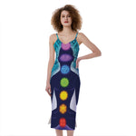 Nine Chakras Aura Print Slim Fit Midi Cami Dress