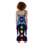 Nine Chakras Aura Print Slim Fit Midi Cami Dress