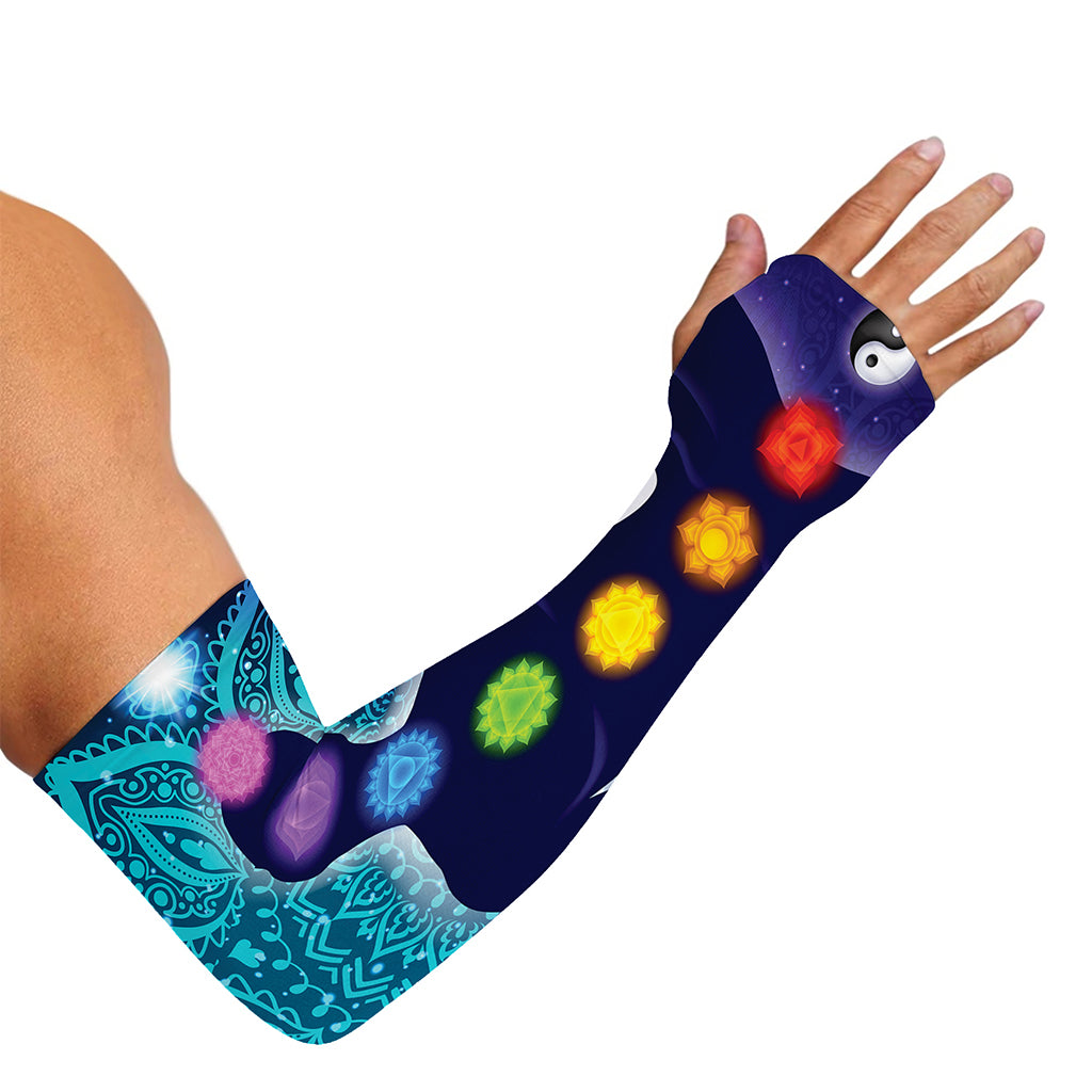 Nine Chakras Aura Print Sun Protection Arm Sleeves