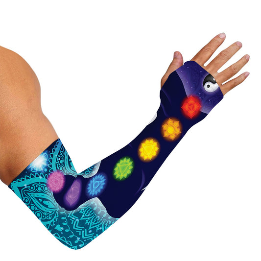 Nine Chakras Aura Print Sun Protection Arm Sleeves