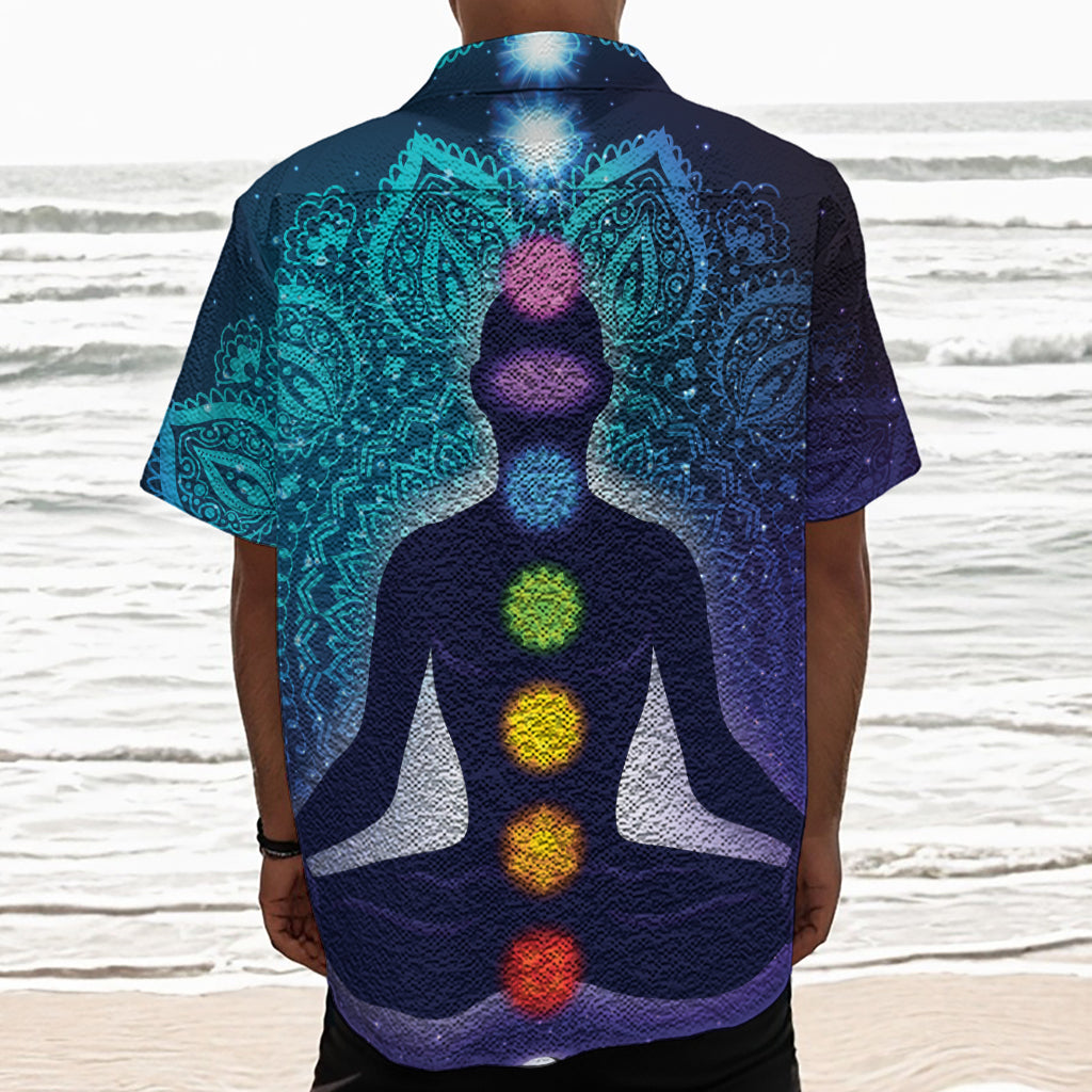 Nine Chakras Aura Print Textured Short Sleeve Shirt